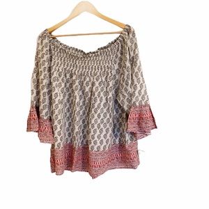 BEACHLUNCHLOUNGE OFF THE SHOULDER PAISLEY TUNIC 3X